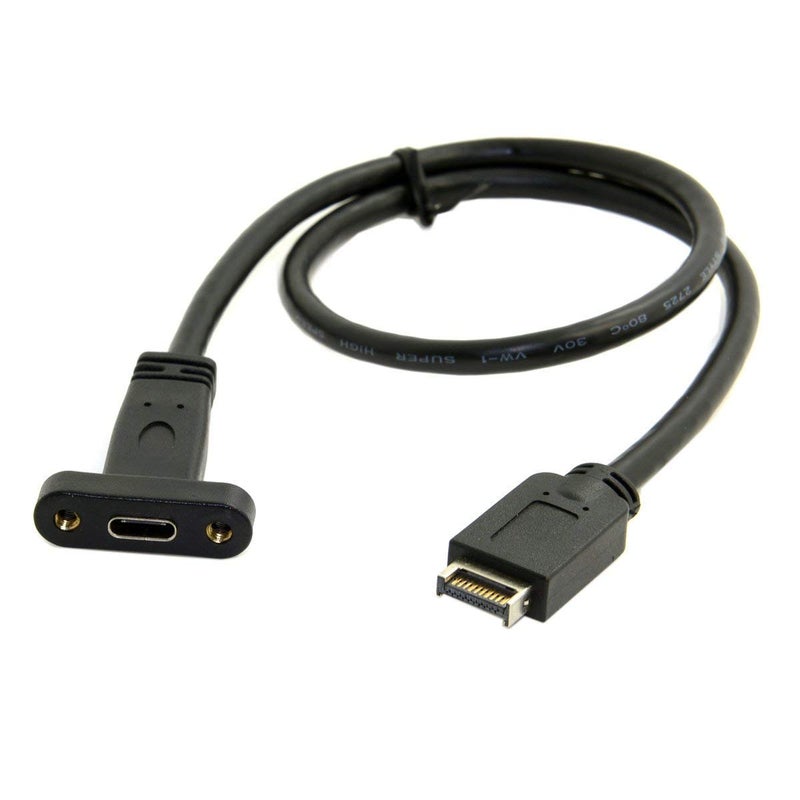 cablecc USB 3.1 Front Panel Header to USB-C Extension Cable – 40cm with Panel Mounting Screws - Image 1