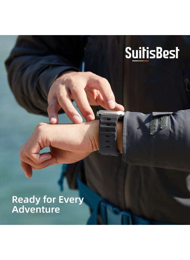 Suitisbest - Sport Band Compatible with Apple Watch Ultra Band 49mm 45mm 44mm 42mm for Men, Soft Breathable Silicone Wristbands Waterproof Replacement Strap for iWatch Series Ultra 8 7 6 5 4 SE - Image 1