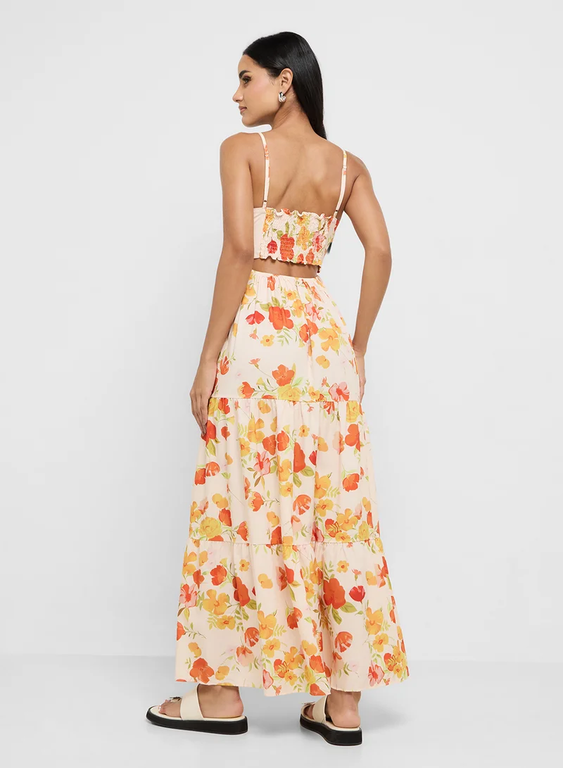 Ginger Strappy Cutout Detail Floral Sundress
