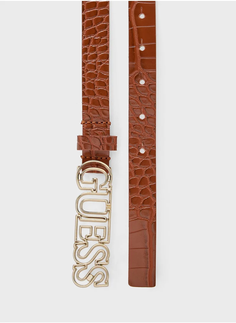 GUESS Logo Detailed Allocated Hole  Belt