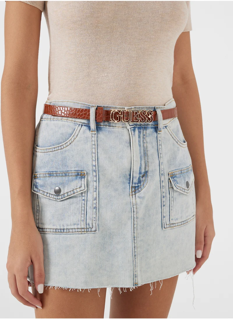 جس Logo Detailed Allocated Hole  Belt