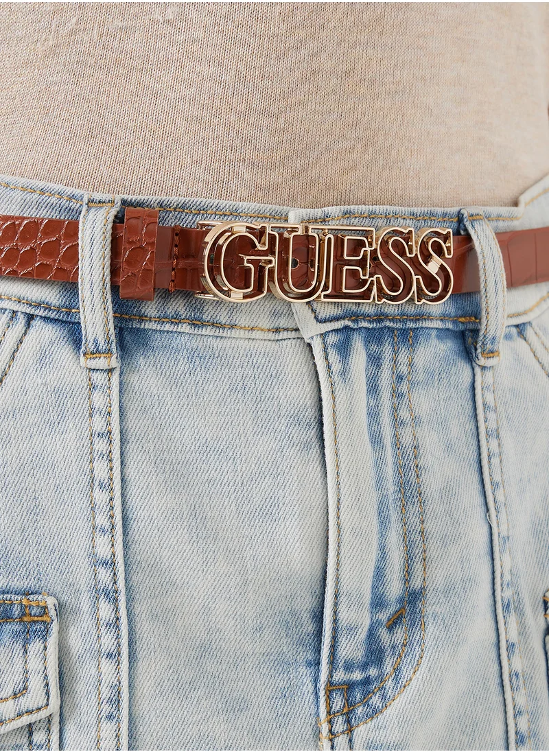 جس Logo Detailed Allocated Hole  Belt