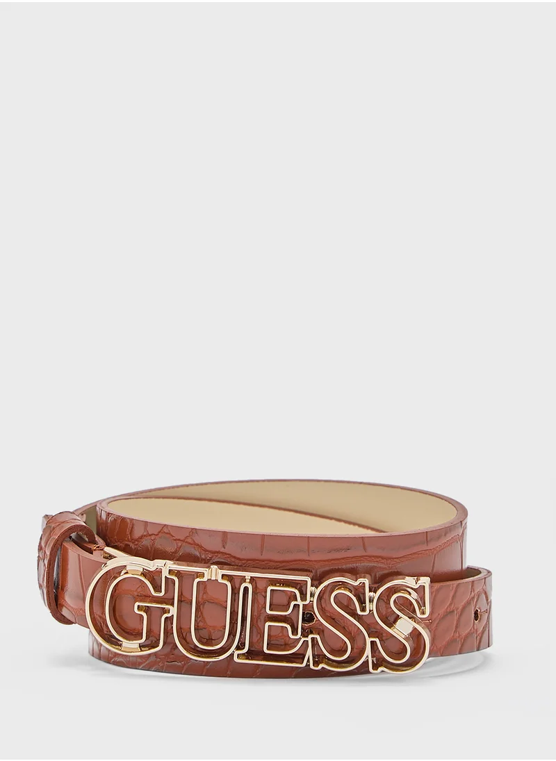 GUESS Logo Detailed Allocated Hole  Belt