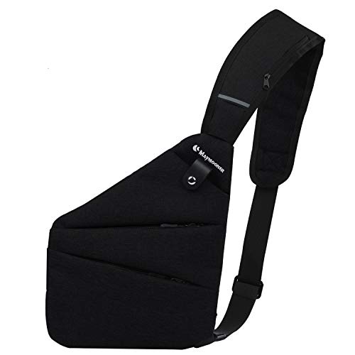 MAYMOONER Men Anti Theft Crossbody Bag Women One Strap Casual Sling Chest Bags Slim Shoulder Bag Travel Sport Biking Walking Trip Hiking Fits Up to 7.9 inch iPad Mini (Black) - Image 1