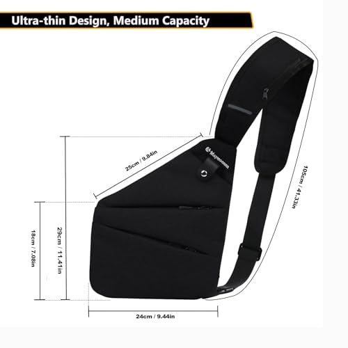MAYMOONER Men Anti Theft Crossbody Bag Women One Strap Casual Sling Chest Bags Slim Shoulder Bag Travel Sport Biking Walking Trip Hiking Fits Up to 7.9 inch iPad Mini (Black) - Image 5