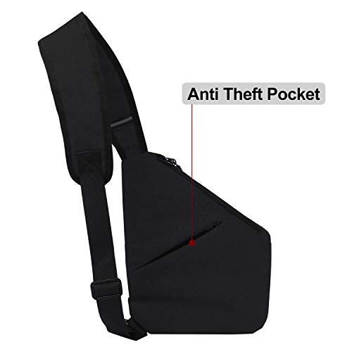 MAYMOONER Men Anti Theft Crossbody Bag Women One Strap Casual Sling Chest Bags Slim Shoulder Bag Travel Sport Biking Walking Trip Hiking Fits Up to 7.9 inch iPad Mini (Black) - Image 2