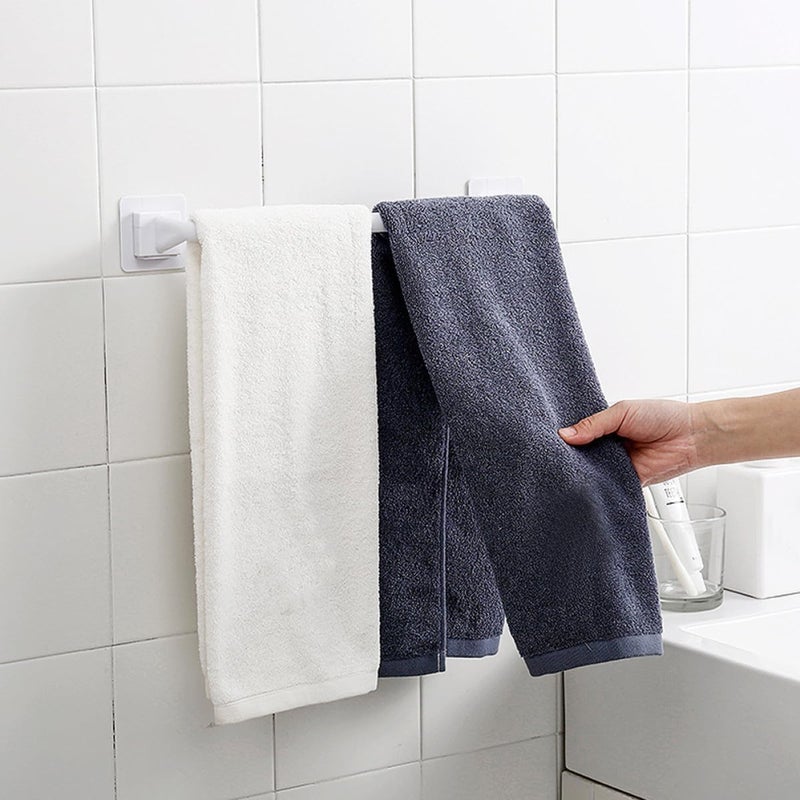 2pcs Wall Mounted Towel Rack Bar White Adhesive Bathroom and Kitchen Towel Holder Rustproof Short Rod Storage for Small Spaces - Image 4