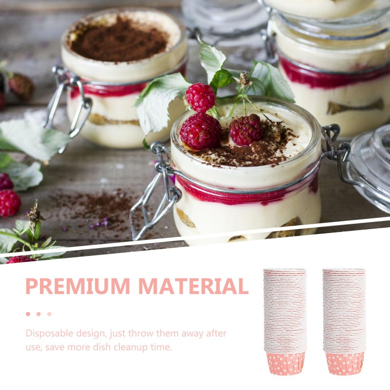 100pcs Pink Base White Dot Disposable Paper Cupcake Cups High Temperature Resistant Muffin Liners - Image 4