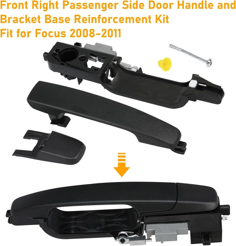 Moonlinks Front Right Passenger Side Door Handle for Ford Focus 2008-2011 - Matte Black - Image 3