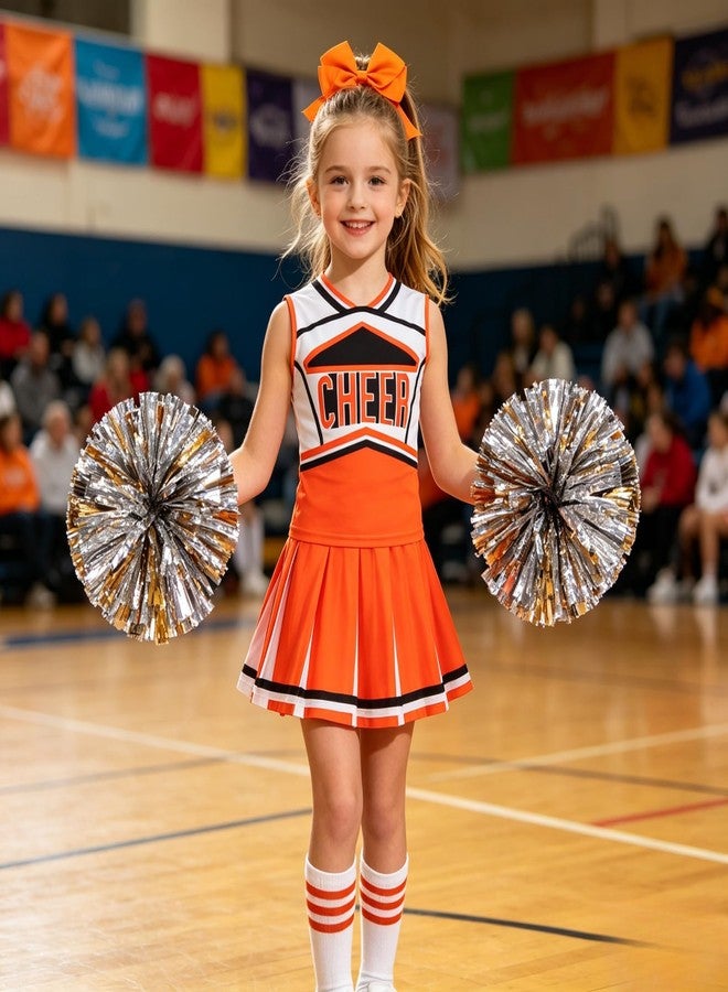 AGCOAH Cheerleading Costume for Girls Classic Orange Cheerleader Uniforms Cheer Outfit 5PCS Set Halloween Cosplay 47.2Inch(4-5Y) - Image 5