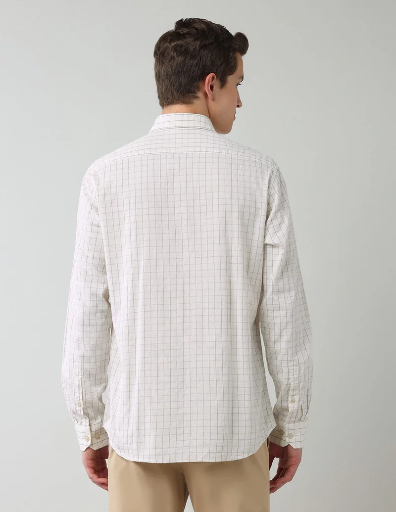 Arrow Off White Graph Checked Slim Fit Shirt for Men | Best Price UAE