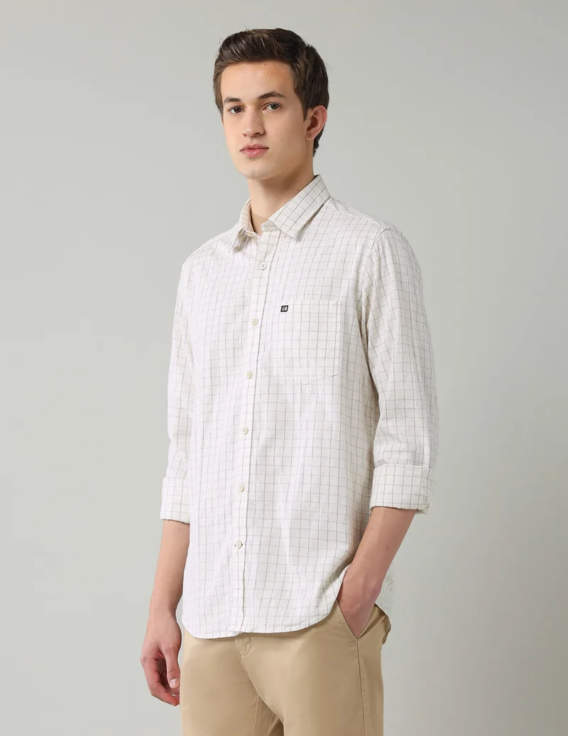 Arrow Off White Graph Checked Slim Fit Shirt for Men | Best Price UAE