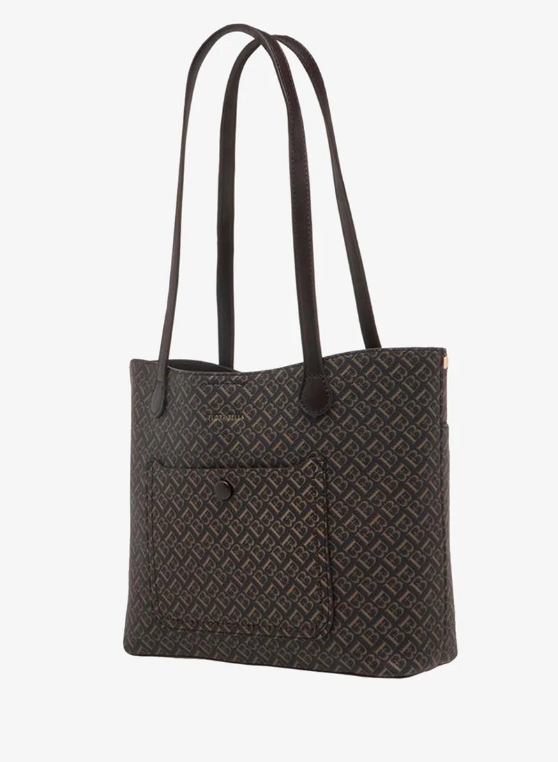 Flora Bella By Shoexpress BROWN Monogram Print Tote Bag with Zip Closure for Women | Best Price UAE