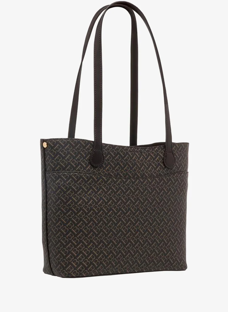 Flora Bella By Shoexpress BROWN Monogram Print Tote Bag with Zip Closure for Women | Best Price UAE