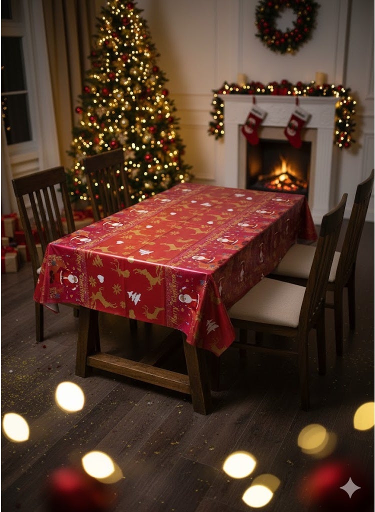 مفرش طاولة بتصميم أشكال احتفالية – مقاس 1.83 × 1.37 متر – أحمر - Image 1