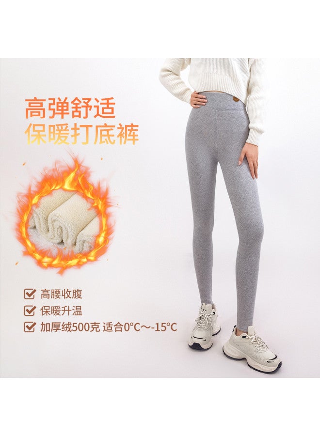 pincai High-Waist Thickened Fleece Leggings, Versatile Basic For Autumn And Winter, Warm, Stretchy, Comfortable, And Suitable For Outer Wear - Image 2