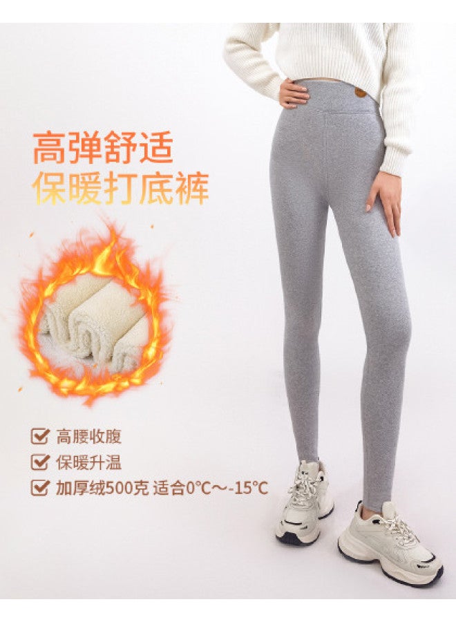 pincai High-Waist Thickened Fleece Leggings, Versatile Basic For Autumn And Winter, Warm, Stretchy, Comfortable, And Suitable For Outer Wear - Image 1