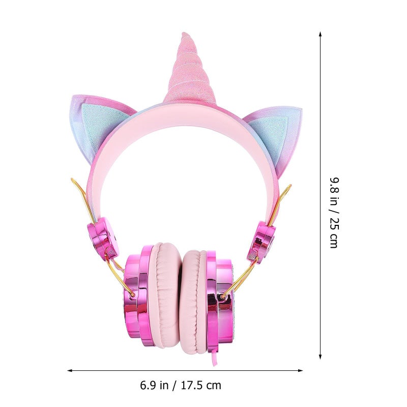 Unicorn Cat Ear Gaming Headset with Mic Rose Gold Adjustable for Office School Wired - Image 3