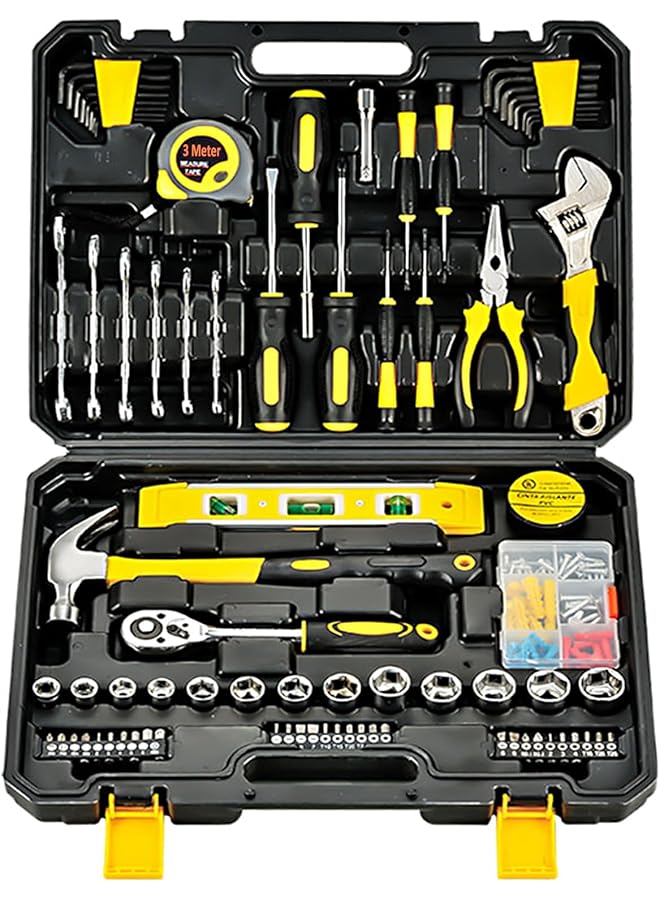 PROMASS promass 108 Piece Tool Set General House hold Hand Tool Kit with Plastic Toolbox Storage Case Used to Car repair And home Repair  - Image 1