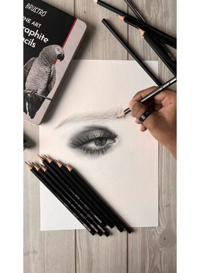 BRUSTRO Artists Fineart Graphite Pencil Set of 12 (10B-2H) with Artists Sketchbook, A6, Wiro Bound, 116 Pages 160 GSM |Ideal for Drawing,Sketching,Mandala,Shading,Artwork, Artists, Professionals. - Image 5