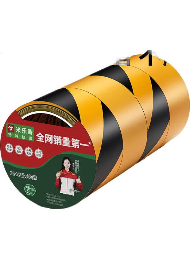 Miloch Miluqi Pe Warning Tape, Black And Yellow Zebra Crossing, Caution Tape, Waterproof, Wear-Resistant, Tear-Off Without Residue, Floor Film Special Tape, Black And Yellow - 48Mm Wide * 20M Long [1 Roll] - Image 2