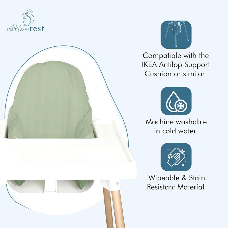 Nibble and Rest Highchair Cushion Cover for Inflatable Cushion Compatible for IKEA Antilop Highchair High Chair Accessories StainProofWashable  Wipeable Cushion Cover Cushion NOT IncludedSage - Image 4