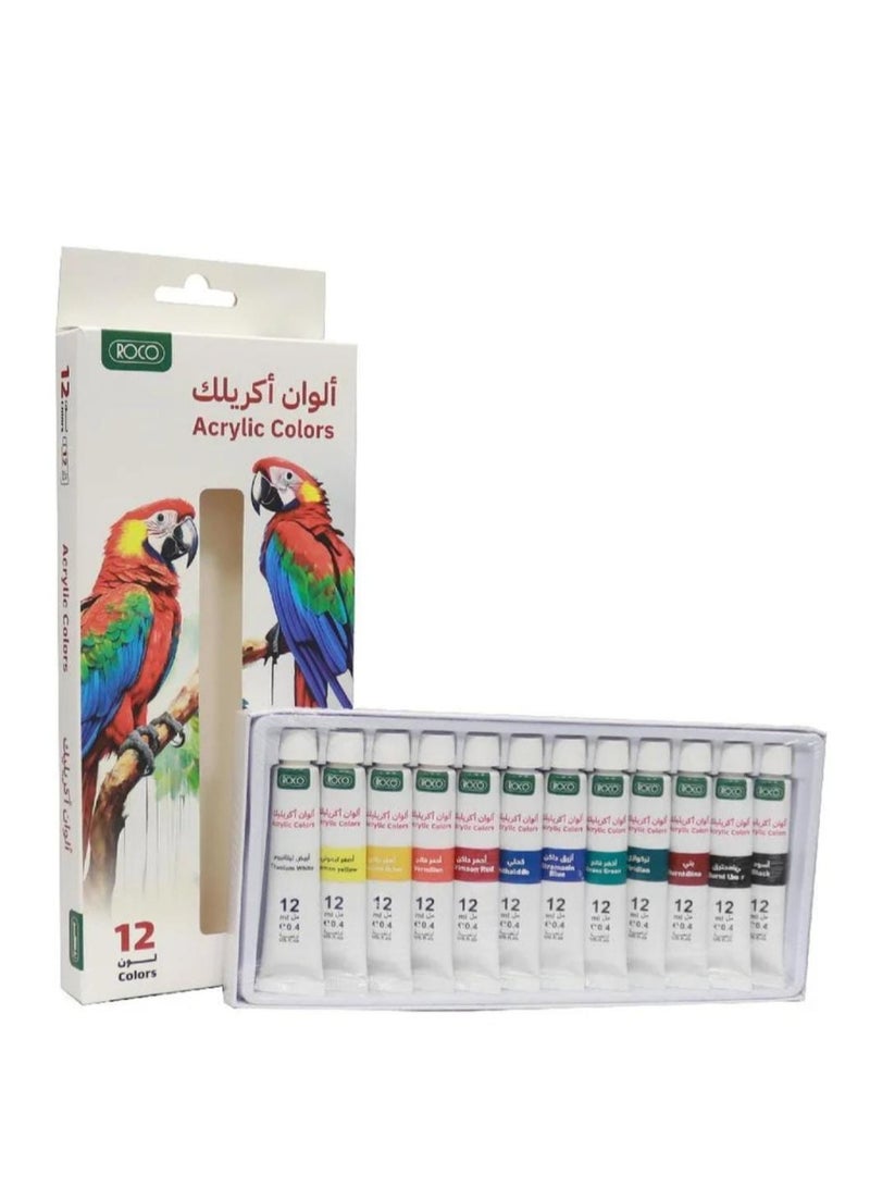 ROCO 12-Piece Acrylic Color Set Multicolour - Image 4