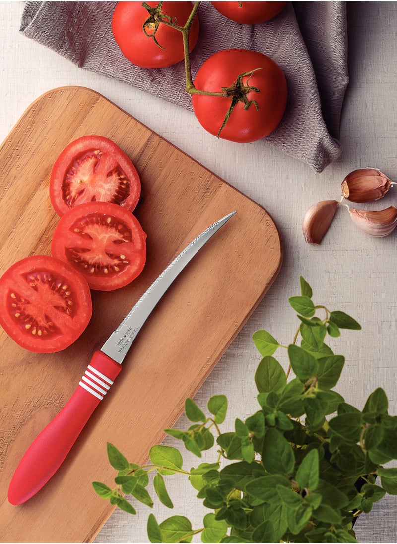 TRAMONTINA Since 1911,Made in Brazil- Cor&Cor 2-Piece Tomato Knife Set with Stainless Steel Blades and Red Polypropylene Handles  - Image 3
