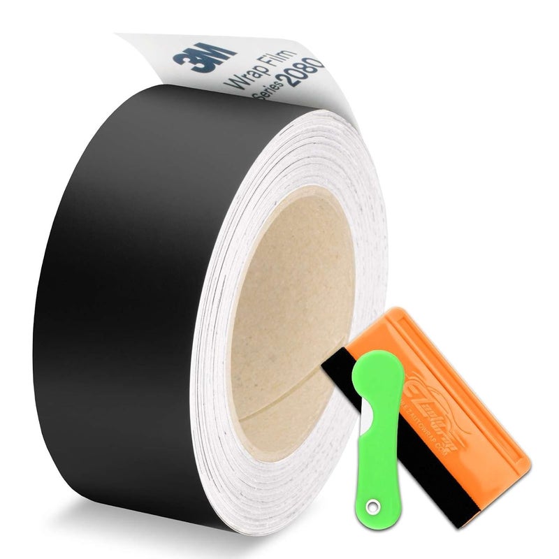 EZAUTO WRAP 3M 2080 M12 Matte Black Vinyl Wrap Kit for Black Out Chrome Delete Window Trim Door Trim with Tool Kit 2" x 50Ft - Image 1