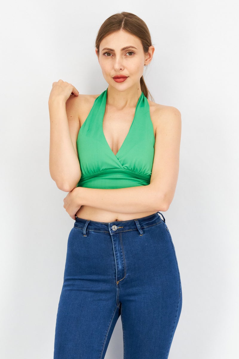 Sinsay بلوزة نسائية بدون أكمام بقصة عنق مربوطة، خضراء - Image 1