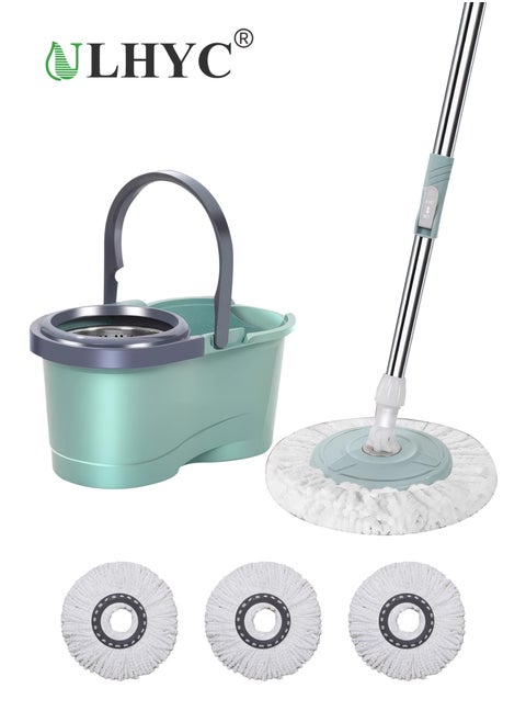 360 Degree Microfiber Spin Mop With BucketFor Floor Cleaning, Height Adjustable, With 3 Extra Refills