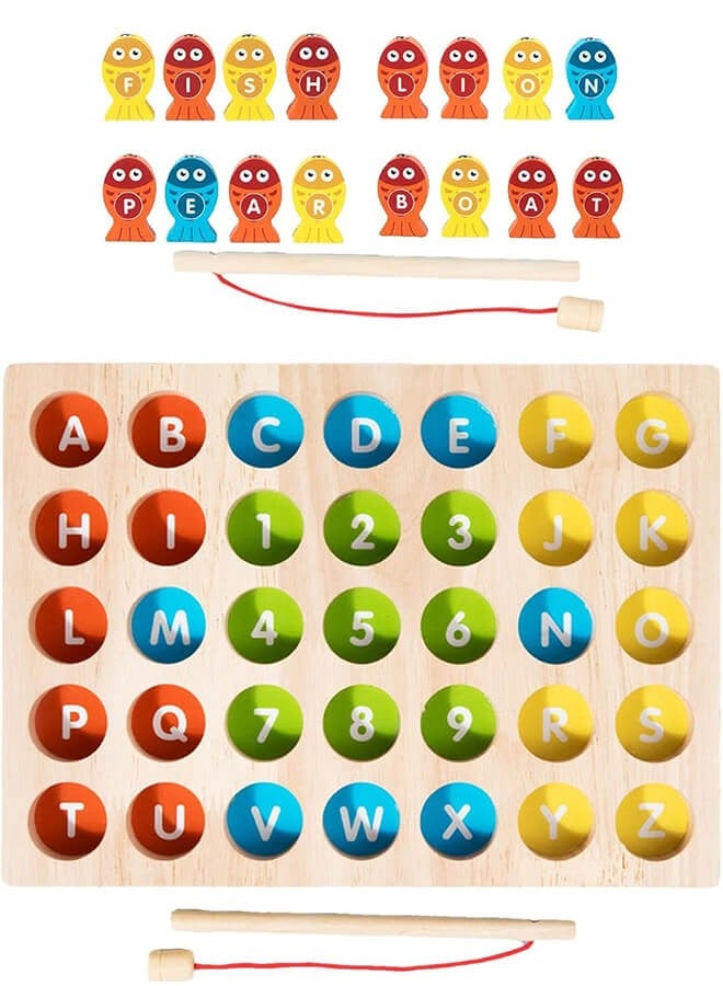 ميكسد لعبة صيد مغناطيسية خشبية – فرز الحروف والأرقام، لعبة تعليمية مونتيسوري لتنمية المهارات الحركية الدقيقة، هدية تفاعلية للأطفال الصغار ومرحلة ما قبل المدرسة - Image 5