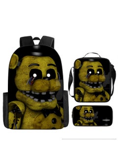 Generic Toy bear backpack, large capacity backpack for primary and secondary school students, anime cartoon backpack, shoulder bag, pencil case, three piece set 
