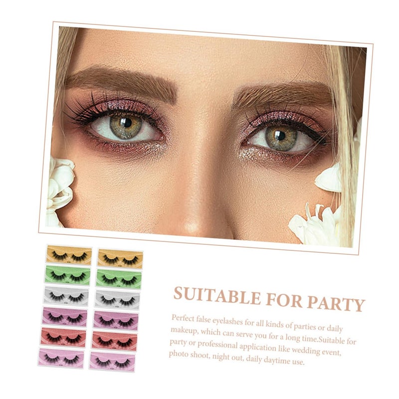 Baluue 12 Pairs False Eyelashes Set Colorful Base Mixed Volume Natural Look Makeup Eyelash Extensions for Party and Daily Wear with Vivid Fiber Supple Lashes - Image 3