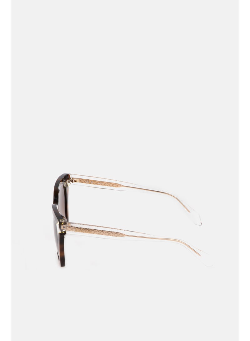 Just Cavalli نظارات شمسية نسائية على شكل فراشة من الأسيتات SJC024V5209AJ - حجم العدسة: 52 مم - بني هافانا - Image 3