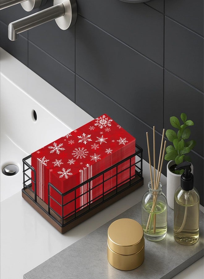Oigco 100 Pcs Christmas Guest Napkins Snowflakes Disposable Paper Napkins Winter Christmas Cocktail Guest Hand Towel for Party Table Dinner Kitchen Bathroom - Image 5