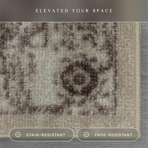 Maples Rugs Distressed Lexington Kitchen Rugs Non Skid Accent Area Floor Mat [Made in USA], 2'6 x 3'10, Brown/Neutral - Image 4