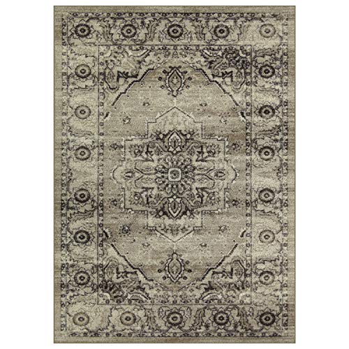 Maples Rugs Distressed Lexington Kitchen Rugs Non Skid Accent Area Floor Mat [Made in USA], 2'6 x 3'10, Brown/Neutral - Image 1