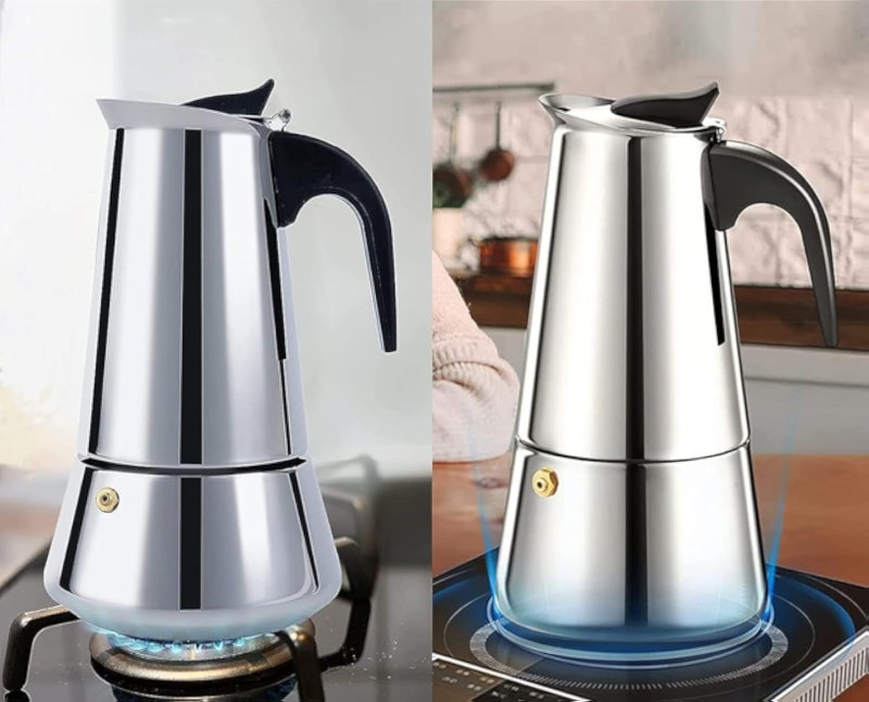 Perlotus 4 Person Steel Mokapot Espresso Filter Italian Coffee Machine
