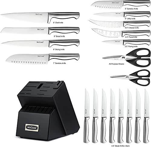 McCook® Knife Sets,German Stainless Steel Kitchen Knives Block Set with Built-in Sharpener - Image 2