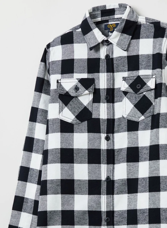 Ovs Cotton shirt with check pattern