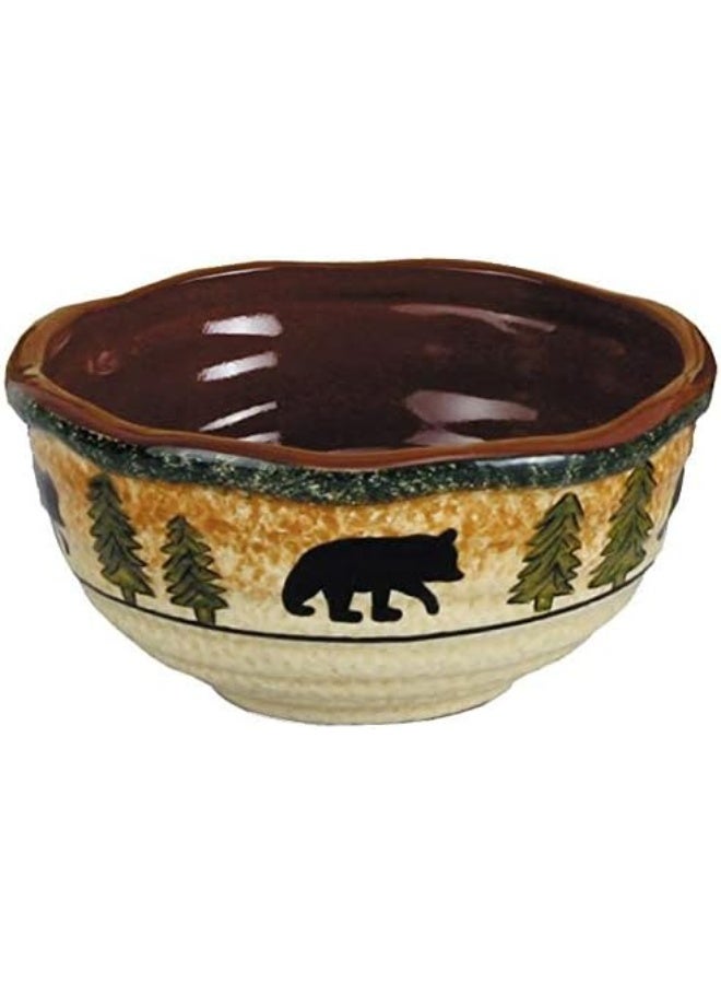 H HIEND ACCENTS Paseo Road Rustic Bear 16 Piece Ceramic Dinnerware Set with Plates Bowls and Mugs Rustic Cabin Lodge Style - Image 3