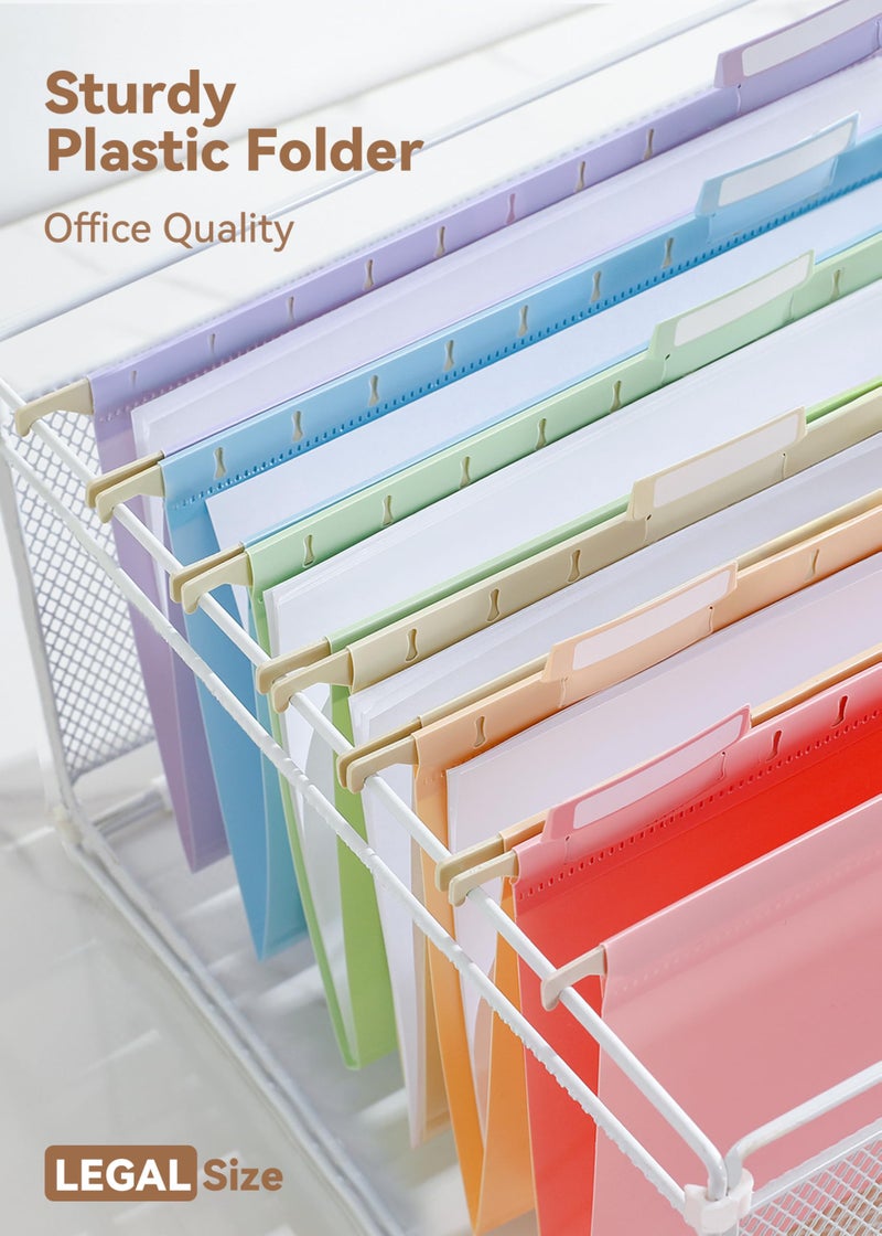 SortRax Plastic Legal Size Hanging File Folders, 12 Pack Pastel Hanging Folders, with Insertable 1/5-Cut Tabs for Filing Cabinets - Image 3