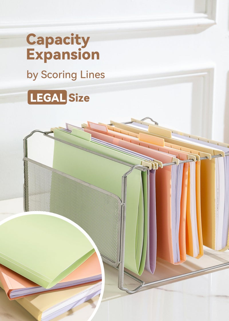 SortRax Plastic Legal Size Hanging File Folders, 12 Pack Pastel Hanging Folders, with Insertable 1/5-Cut Tabs for Filing Cabinets - Image 4