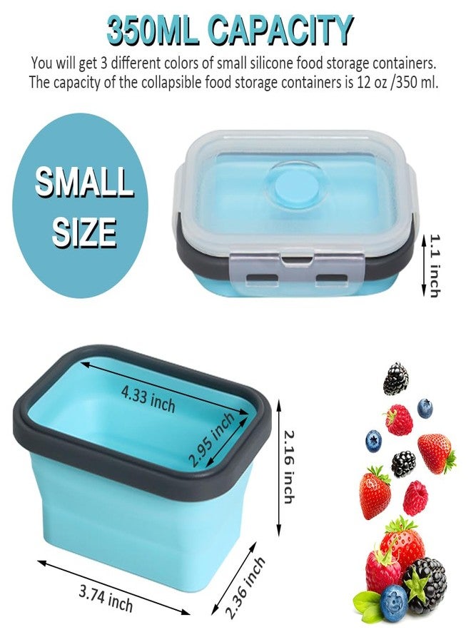 Pharamat Collapsible Silicone Food Storage Container 3 Pack, Silicone Storage Containers for Snack, Fruit(Small, 12 Oz), Stackable, Space Saving, Portion Control - Image 2