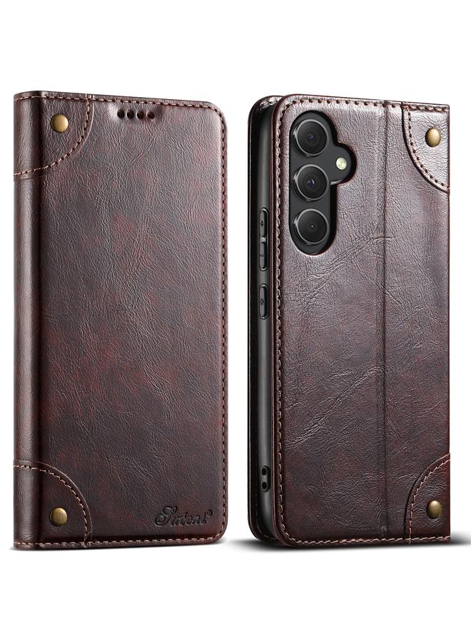 Suteni Case For Samsung Galaxy S23+ 5G Baroque Calf Texture Buckle Wallet Leather Phone Case - Image 1