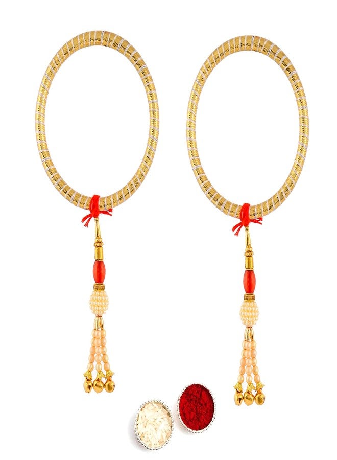 Ar Eyewar Chuda Rakhi Set of Two for Women, Sister and Bhabhi SA, With Kumkum, Chawal and Rakhi Greeting Card