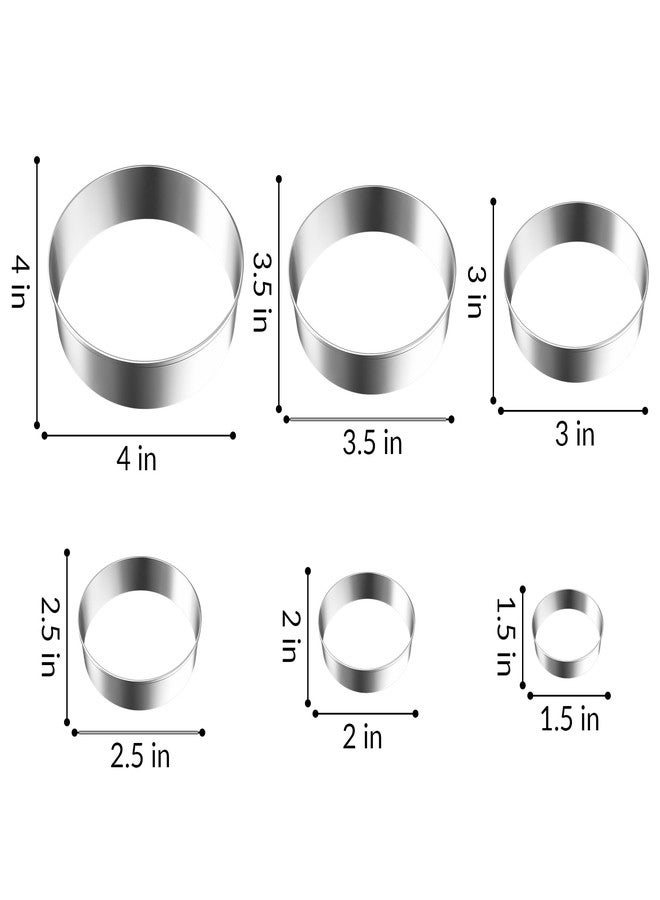 FUSOTO 6PCS Circle Cookie Cutter Set, 6 Sizes- (1.5, 2, 2.5, 3, 3.5, 4) Inches Round Shaped Cookie Cutter, Stainless Steel Circle Cookie Cutters, Baking Tool for Homemaking Cookie - Image 3