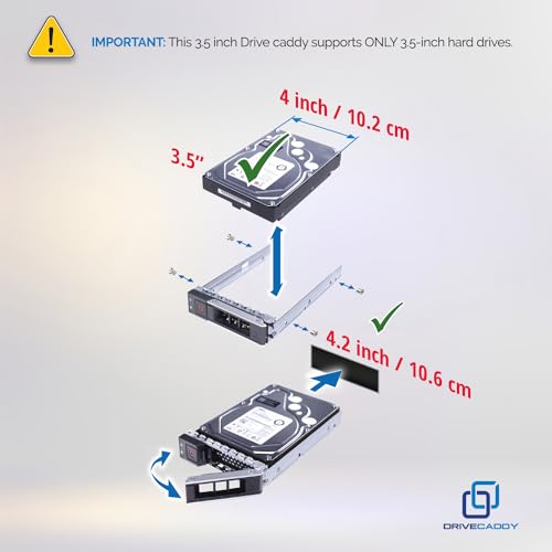DRIVECADDY 3-Pack 3.5" Hard Drive Caddy - Compatible for Dell PowerEdge Servers - 14-16th Gen T560 R660 R6625 R7615 R7625 R760 R250 R350 T350 R240 R340 R440 R540 - SSD SAS SATA NVMe Tray - Image 4