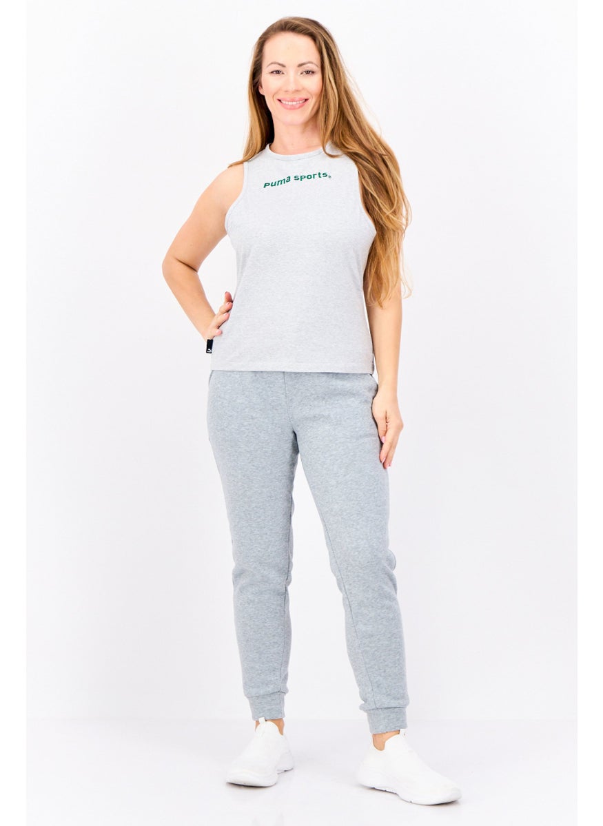 PUMA Women Sportswear Fit Sleeveless Training Tank Tops, Light Grey Heather  - Image 2